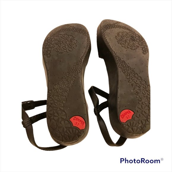 NWOT CAMPER Black Leather Sandals 7 US / 37 EU - Picture 3 of 7